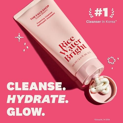The Face Shop Rice Water Bright Double Cleansing Duo Set with Ceramide, Korean Skin Care, Gentle Face Wash & Pore Control Cleansing Oil, Hydrating, Moisturizing, Vegan Facial Cleanser, Makeup Remover thumbnail 2