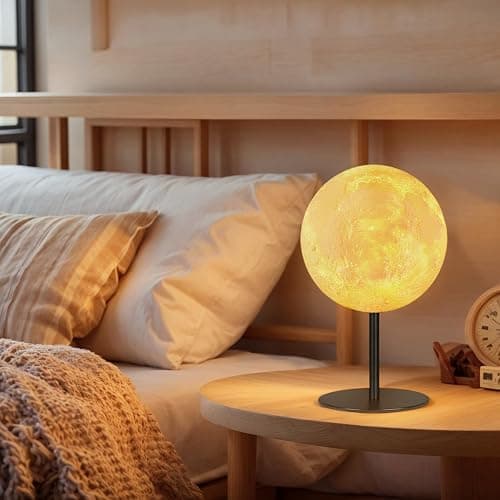 Moon Lamp Small Table Lamp for Bedroom, Dimmable Table Lamp with 30 Modes, Night Light Bedside Lamps for Night Stands, Desk Lamp for Living Room, Office, Dorm, Gifts for Kids Teens (Inline Control) thumbnail 7