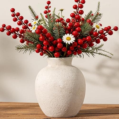 Vanselia Ceramic Flower Vase Home Decor - Small Farmhouse Table Vases Rustic Vintage Living Room Kitchen Bedroom Decorations for House Book Shelf Office Coffee Desk Dining Fireplace (6" Rustic) thumbnail 6