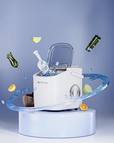 ecozy Portable Countertop Ice Maker - 9 Ice Cubes in 6 Minutes, 26 lbs Daily Output, Self-Cleaning with Ice Bags, Scoop, and Basket for Kitchen, Office, Bar, Party - White thumbnail 7