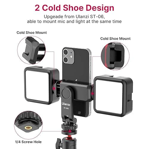 Phone Tripod Mount Holder for iPhone - ULANZI ST-06S Camera Hot 2 Cold Shoe Phone Mount Compatible for iPhone Android Sony Canon DJI Ronin S/SC Zhiyun Gimbals thumbnail 3