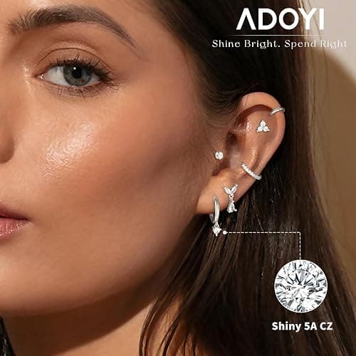Adoyi 9 Pairs Gold Hoop Earrings Set for Womens Twisted Huggie Hoops Earrings 14K 18K Gold Plated for Girls Valentines Mother's Day Birthday Gifts Lightweight thumbnail 2