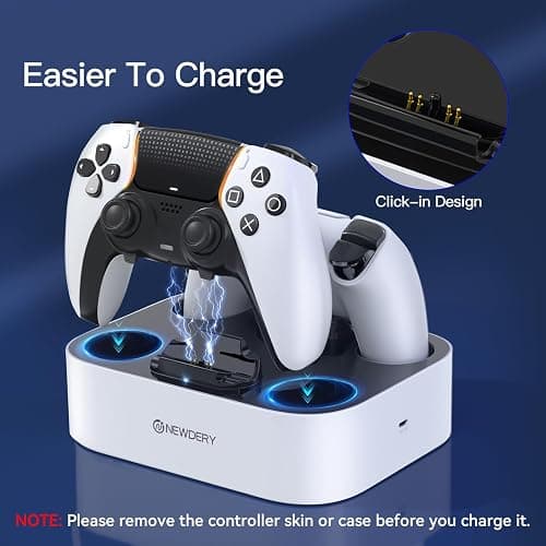 NEWDERY for PS5 Controller Charger Station Compatible with Dualsense Edge, Fast Charging Dock Stand with Cable, Dual Charging Station for PlayStation 5 & DualSense Edge Controller thumbnail 3