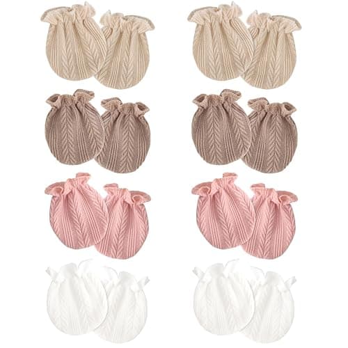 AQOKKA Newborn Baby Mittens No Scratch Cotton Elastic Wrist Gloves Infant Toddler Mittens for Baby Boy Girl 0-6 Months - Image 1
