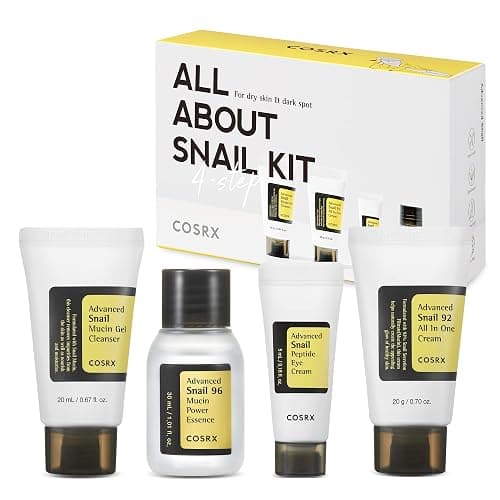 COSRX All About Snail Mucin Korean Skin Care Set, Mini Travel Essentials, Travel Size Gift Set with Snail Mucin Face Wash, Serum, Moisturizer & Eye Cream, Rejuvenating Kit - Image 1