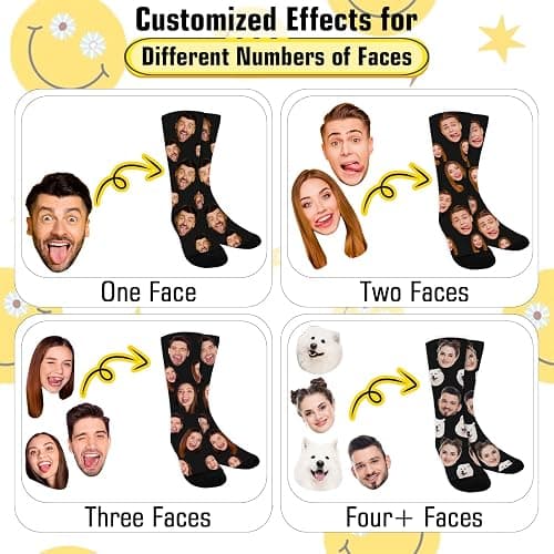 ShineSand Custom Face Socks with Picture, Personalized Socks with Photo Customized Unisex Funny Crew Sock Gifts for Men Women thumbnail 4