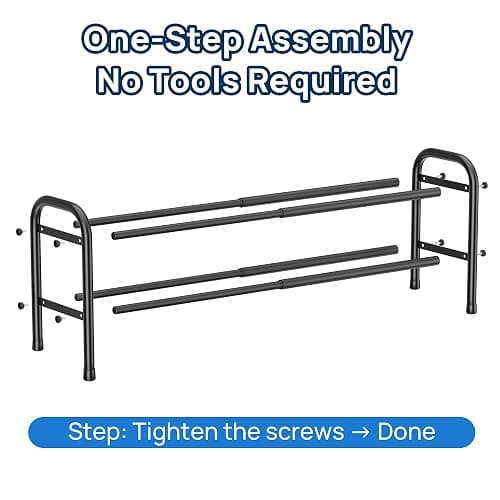 ENJOYBASICS Expandable Shoe Racks, 2 Tier,17.8 to 32.76 inch,Metal,Black | Maximum Space Efficiency,Superior Quality,Effortless Setup,Adjustable&Versatile,for 4-8 pairs,for Closet,Entryways, Dorm thumbnail 5