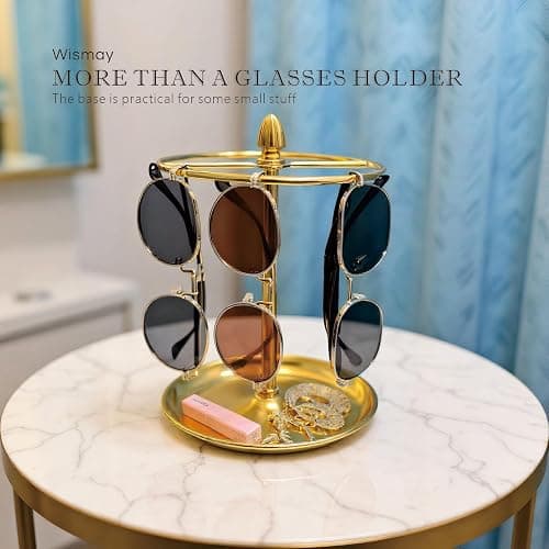 Wismay Sunglasses Organizer, Glasses Display Stand for 12 Pairs, Base Storage for Jewelry (Metal+Gold) thumbnail 6