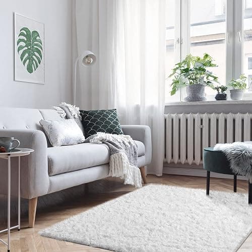 Ophanie White Rugs for Bedroom Fluffy, 4x6 Nursery Soft Fuzzy Shag Plush Shaggy Bedside Area Rug, Living Room Carpet for Girls Kids Baby Teen Dorm Home Decor Aesthetic thumbnail 7