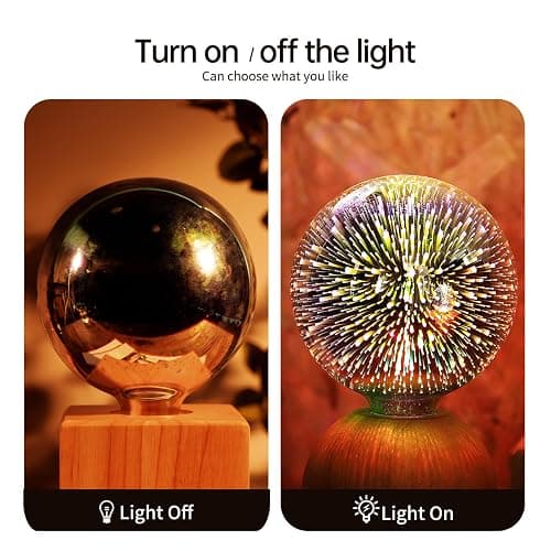 Want: Porseme 3D Fireworks Decorative Light Bulb, E26 Base, 7W, AC100-240V, Glass Bulbs with Soft Warm Light, Shiny Decor for Home, Bedroom, Party (Included 1 G125 Bulb) thumbnail 5
