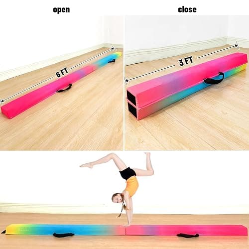 MARFULA 6 FT / 8 FT / 9 FT Folding Gymnastics Beam Foam Balance Floor Beam - Extra Firm - Suede Cover - Anti Slip Bottom with Carry Bag for Kids/Adults Home Use thumbnail 2