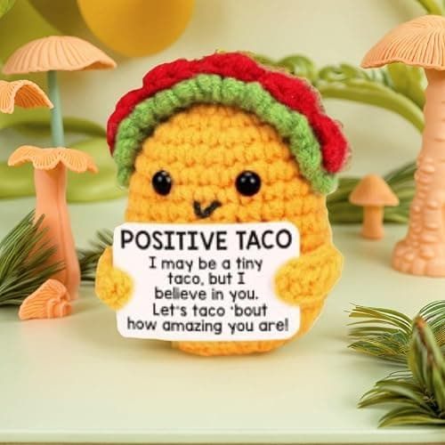 Narottl Handmade Crochet Emotional Support Plush Blind Box Mini Positive Animal Dolls with Inspirational Card, Motivational Sticker & Hook, Hanging & Desktop Gifts for Friend, Coworker & Teacher thumbnail 8