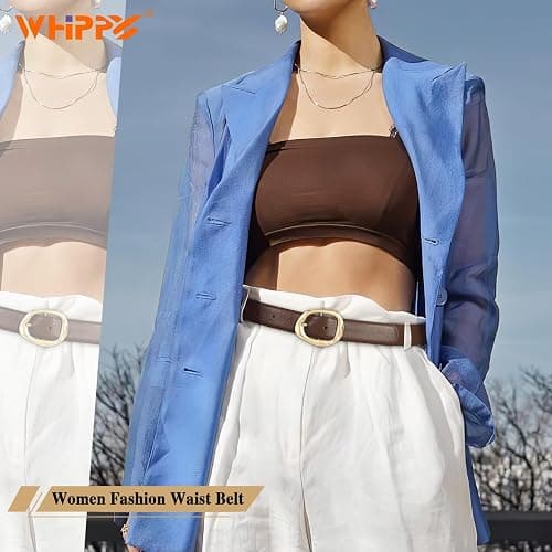 WHIPPY Leather Belt for Women Casual Waist Belt with Gold Buckle Fashion Ladies Belt for Jeans Pants Dress thumbnail 4