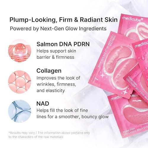 medicube Jelly Eye Mask PDRN Pink Collagen | Hydrogel Eye Patches with PDRN, Collagen, NAD | Refreshing for Puffy, Tired Eyes | Firming for Look of Wrinkles, Fine Lines | Korean Skincare (6 Pairs) thumbnail 3