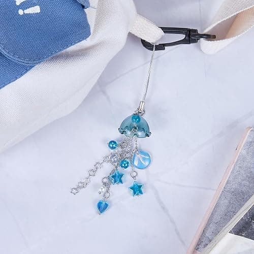 BEEFLYING Jellyfish Phone Charms Aesthetic Y2K Cute Charm Straps Cell Phone Pendants Accessories with Star Heart for Bag Keychain Camera Wallet Decor, Blue thumbnail 2
