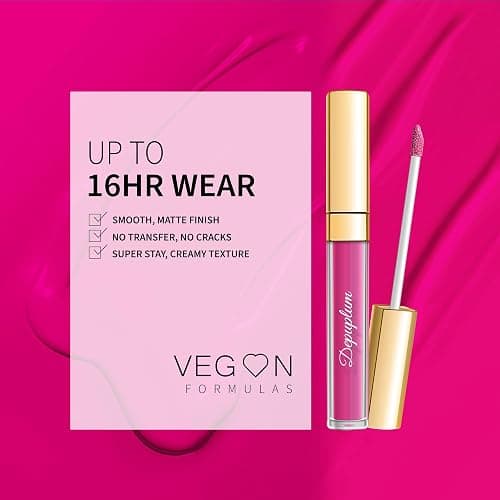Hot Pink Lipstick Matte for Women, Color Stay Long Lasting Lipstick Smudgeproof Liquid Lipsticks, Cruelty Free Lip Color (DM06 Dream pink) thumbnail 4