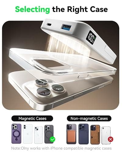 Portable Charger for Magsafe Battery Pack,10000mAh Power Bank with Foldable Stand,Travel Essential PD 22.5W Fast Charge,Magnetic Charge Wireless Charger for iPhone 17/16/15/14/13/12 Series–(Pearl) thumbnail 8