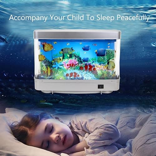 Lightahead Sensory Artificial Aquarium Lamp – LED Virtual Fake Fish Tank with Moving Marine Life Animation Ocean in Motion– Relaxing Ocean Scene Night Light for Kids and Adults (Marine Life A) - Marine Life A thumbnail 2