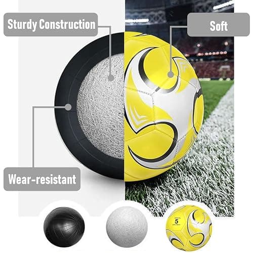 DHYLRICHER 6 Pack Size 5/4/3 Soccer Balls for Training & Matches – Official Size & Weight, Includes Carry Net, Needles, Air Pump – Ideal for Youth and Adult Players thumbnail 4