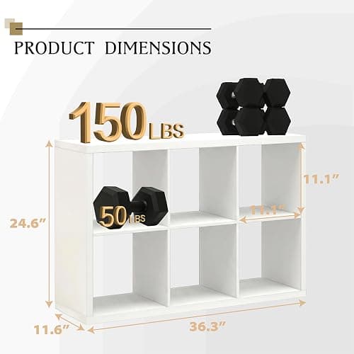 WannabeMyself【2026 Wooden Thick Frame】 6 Cube Storage Organizer with Anti-Tipping Kits, Reversible Open Back Book Shelf,Bookcase for Living Room,Bedroom,Entrance Hall,Office,11.6×36.3×24.6,White thumbnail 2