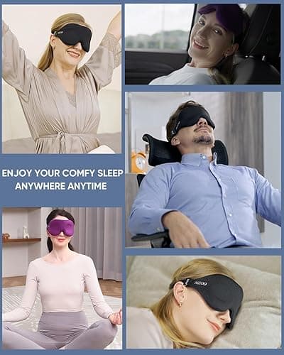 MZOO Sleep Eye Mask for Side Sleeper Men Women, Zero Eye Pressure 3D Sleeping Mask, Light Blocking Patented Design Night Blindfold, Soft Eye Shade Cover for Travel, Black thumbnail 8