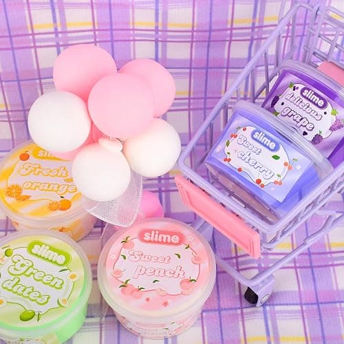 12 Packs Mini Fruit Butter Slime, Cute Peach Colourful Box, 12 Fun Slime Charms, Pre-Made Slime for Kids, Great 6 Year Old Toy, Kids Educational Stress Relief Toy, Party Favour, Birthday Gift thumbnail 2