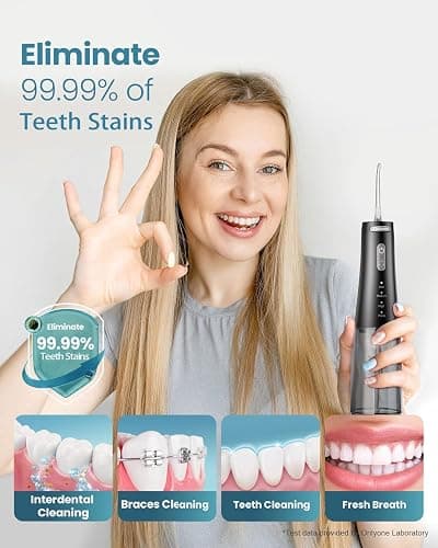 Onlyone Rechargeable Cordless Water Flosser with Adjustable Water Pressure for Daily Oral Care, Power Dental Flosser for Home and Travel Use, Portable Oral Irrigator for Sensitive Gums and Braces Care thumbnail 5