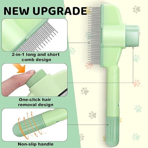 Cat Comb with Release Button, Cat Brush for Short or Long Haired Cats, Cat Grooming Comb for Removing Tangles and Knots thumbnail 3