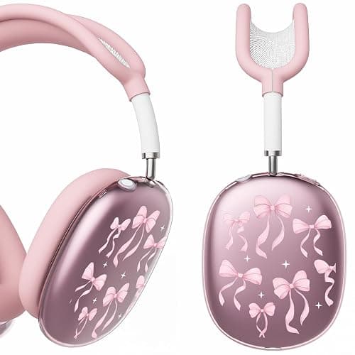BlHMCASE Headphone Cover for AirPods Max, Cute Kawaii Ribbon Bow Clear Ear Cups Covers, Pink Silicone Ear Pad Case Headband Cover for Apple AirPods Max thumbnail 6