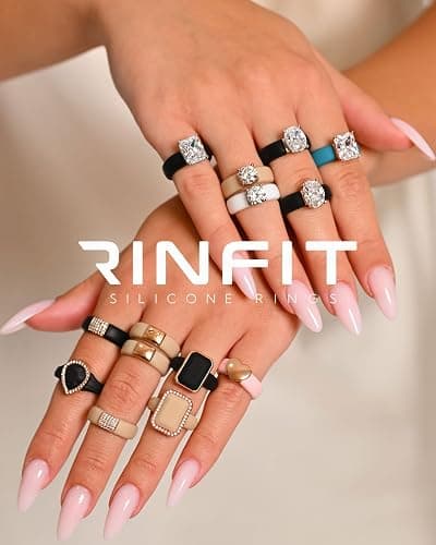 Rinfit Silicone Ring with Stone - Emerald Cut Cubic Zirconia Solitaire Engagement Ring for Women - Rubber Wedding Bands - Patent Pending Design thumbnail 6