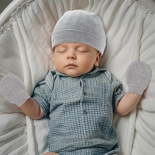 Fecawd Baby Hats and Mittens Newborn Hats Gloves Infant Beanie Soft Cap Mitten Sets for 0-6 Months Boys Girls thumbnail 5