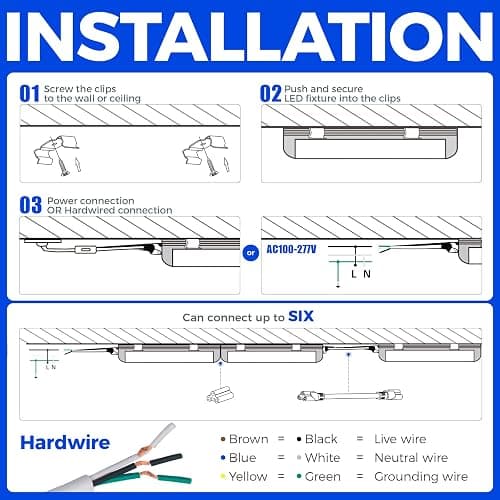 Barrina LED Shop Lights, 40W 5500LM 5000K, 4FT Integrated Fixture, V Shape,T8 Light Tube, Daylight White, Clear Cover, High Output, LED Shop Lights for Garage Warehouse Workshop Basement (Pack of 6) thumbnail 8