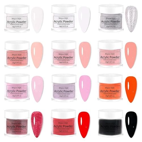 Major Dijit Complete Acrylic Nail Starter Kit with LED Lamp, 12 Colors Powder Acrylic Liquid Base/Top Coat Primer Electric Drill – DIY Nail Art Tools for Home & Salon thumbnail 2