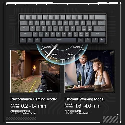 Redragon K617 Magnetic Switch Rapid Trigger Gaming Keyboard, 60% Wired Mechanical Keyboard w/ 8k Hz Polling Rate(0.1ms), Hyper-Fast 0.2mm Actuation Custom Switch Adjustable via Software, Misty Grey thumbnail 8