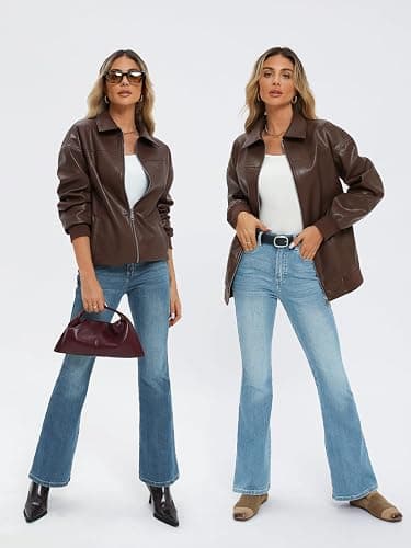 AUTOMET Womens Oversized Leather Jackets Zip Up Coats Faux Motorcycle Bomber Outfits Fall Trendy Fashion Winter Clothes 2025 thumbnail 5
