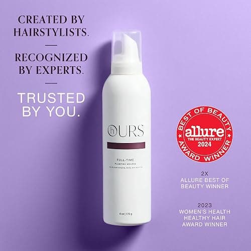 hOURS haircare Full-Time Plumping Mousse for Women | Professional Volumizing No Crunch Foam Long-lasting Volume Body & Bounce | Sulfate, Paraben, & Cruelty Free, Award-Winning Styling Product | 6 oz thumbnail 2