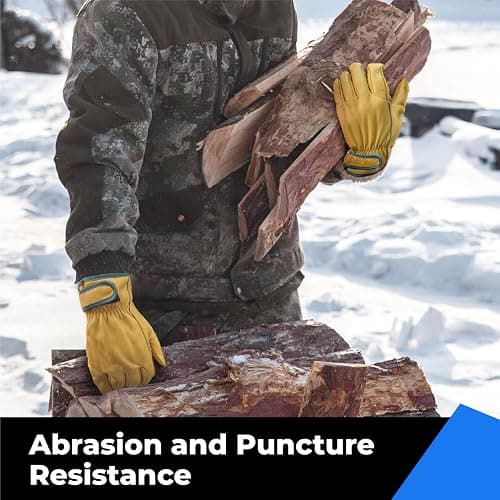 toolant Winter Leather Work Gloves, Warm 3M Thinsulate Lining for Cold Weather Work, Thermal Insulated Gloves thumbnail 4