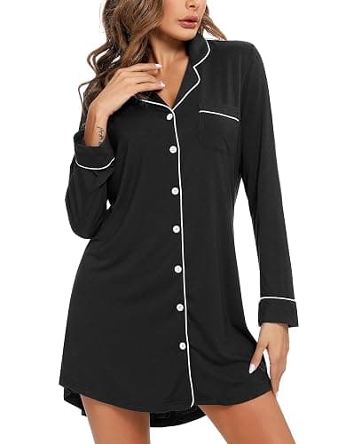Leikar Maternity Nightgown For Women Nursing Pajamas Long Sleeve Sleepshirt thumbnail 2