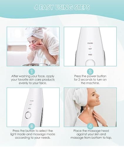 ELISHINE 7 Color Neck Face Massager - Facial Massager Tool for Skin Care at Home, Vibrating Face Massager with Thermals, Galvanic Machines White thumbnail 6