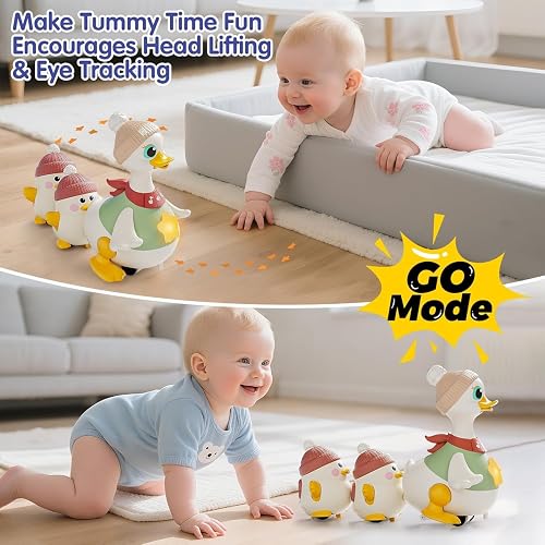 HOLA Baby Toys 6-12 Months Musical Dancing Duck Toy Set with Mama and Babys Tummy Time Toys, Crawling and Interaction Modes 1 Year Old Girl Boy Baby Stocking Stuffers thumbnail 3