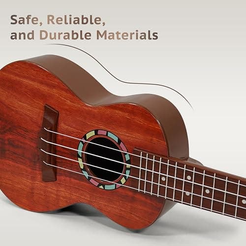 Raimy Kids Guitar Ukulele - 21in Ukulele Guitar Toys for Kids Ages 3 4 5 6 7+ Year Old Boys Girls Simulated Sound Quality Music Instruments Learning Education (Brown) thumbnail 4