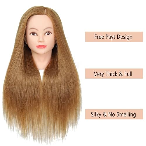 Cosmetology Mannequin Head with Hair 50% Human Straight Hair 26 inch Mannequin Head Doll Head with Hair Manikin Makeup Practice Head for Hair Styling thumbnail 3