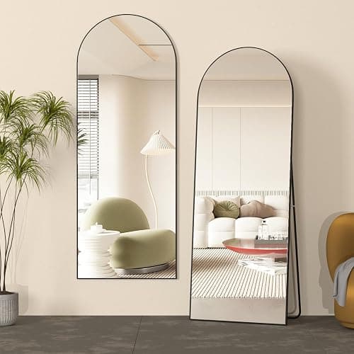 NEUWEABY Full Length Mirror, 56"x16" Arch Mirror Floor Mirror with Stand, Black Arched Full Body Standing or Leaning Mirrors for Bedroom, Living Room thumbnail 4