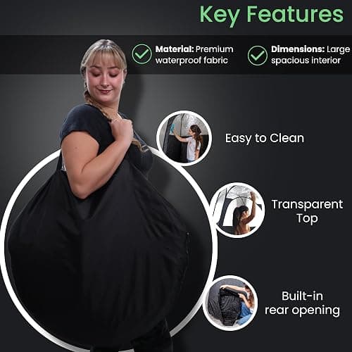 Large Spray Tan Tent – Deluxe Pop Up Tent Portable Tanning Booth with Carry Case – Clear Window for Perfect Spray Tanning – Easy Clean for Home & Salon thumbnail 8