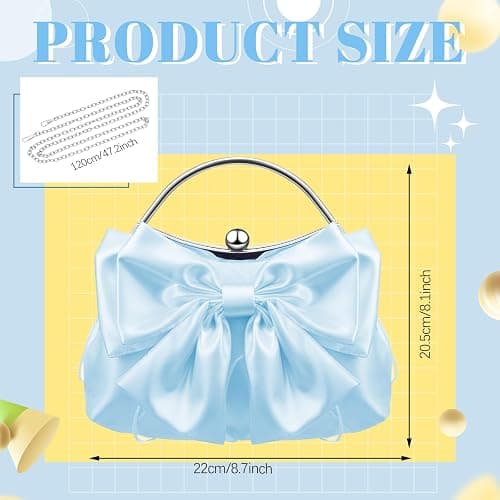 Dansydaisy Coquette Clutch Purse for Women Pleated Satin Bow Purse Evening Bag with Chain Crossbody for Wedding Party Prom thumbnail 4