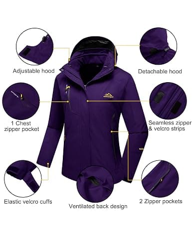 MAGCOMSEN Women's 3-in-1 Winter Coats Snow Ski Jacket Waterproof Windproof Fleece Lined Winter Jacket Parka thumbnail 6