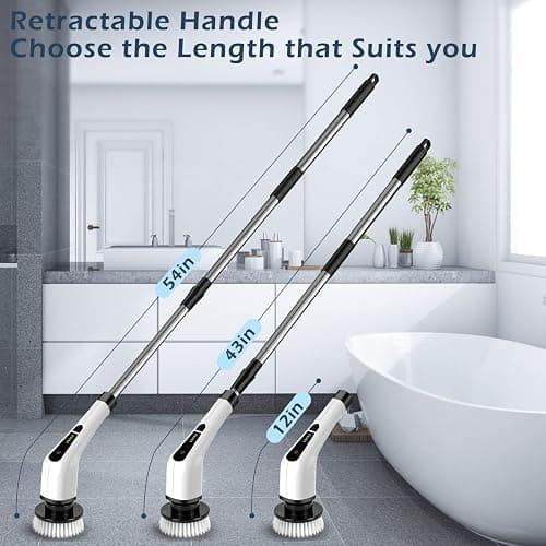 Bomves Electric Spin Scrubber, Cordless Cleaning Brush Scrubber for Home, 8 Replaceable Brush Heads-90Mins Work Time, 3 Adjustable Size, 2 Speeds for Bathroom Shower Bathtub Glass Car thumbnail 2