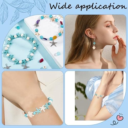 SUNNYCLUE 6 Strands 180~200Pcs Turtle Beads Turtles Charms Starfish White Blue Beads Bulk Synthetic Turquoise 8mm Round Summer Ocean Sea Animal Spacers for Jewelry Making Beading Kit DIY Craft thumbnail 5