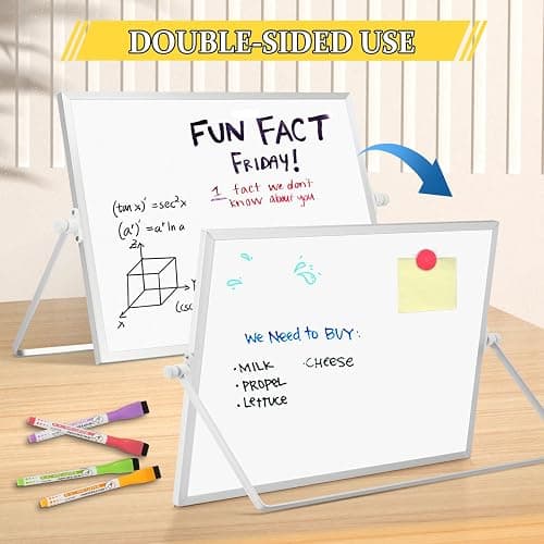 AMUSIGHT Dry Erase Magnetic White Board, 16" x 12" Double-Sided Desktop Whiteboard with Stand, Portable Small Whiteboard Set for Drawing, Office, Home thumbnail 5