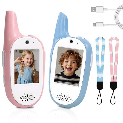 Kids Video Walkie Talkies 2 Pack,Signal of penetrates Two Walls,Rechargeable,HD Camera & 2" IPS Screen,Real-Time Video Call,3 Voice and 4 displays Changer,Toys Gifts for Boys Girls Ages 3-12 - Image 1